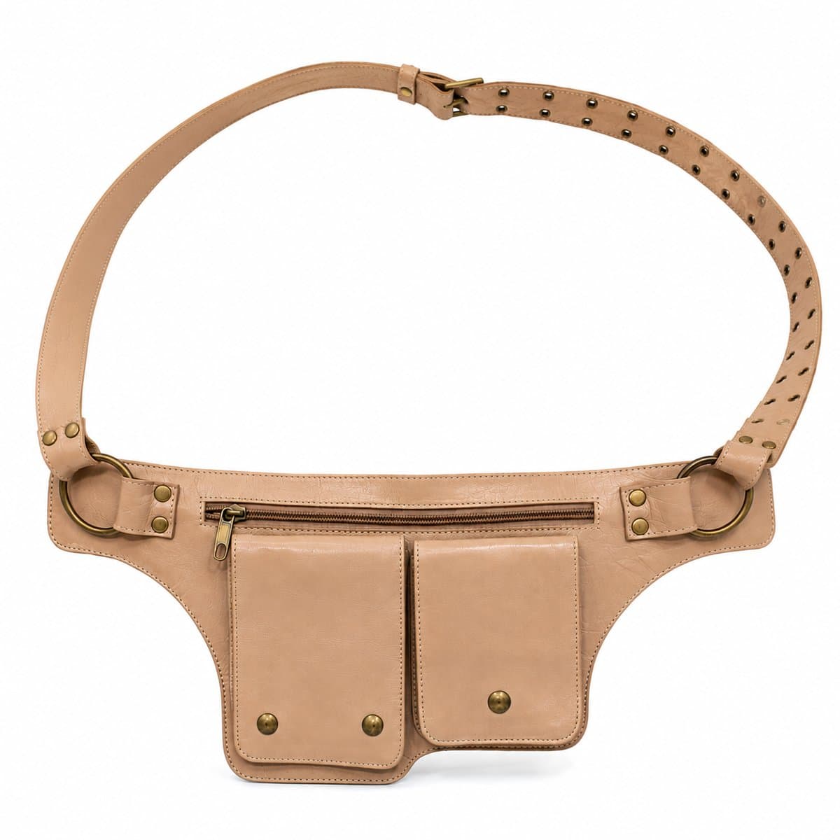 Studded Leather Hip Belt Bag — Sand